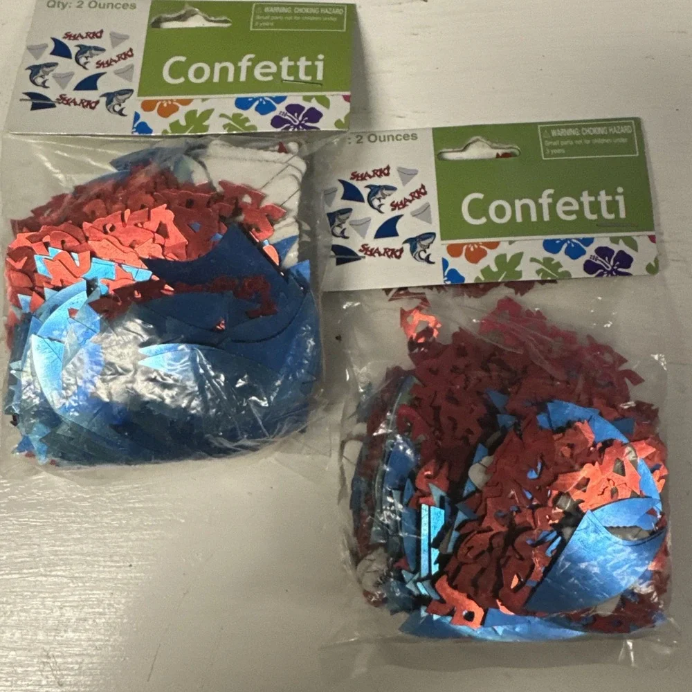 2 x 2oz‎ Tabletop Confetti SHARKS Teeth Fins Sprinkle Birthday Party Decor